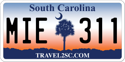 SC license plate MIE311