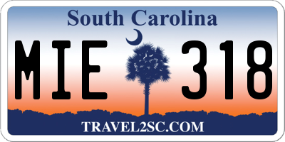 SC license plate MIE318