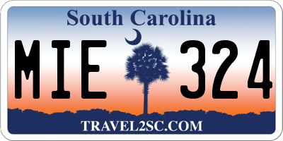 SC license plate MIE324