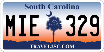 SC license plate MIE329