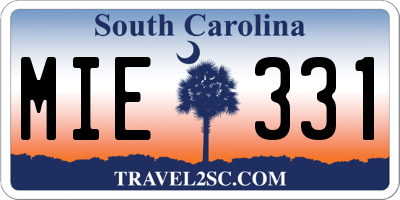 SC license plate MIE331