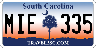 SC license plate MIE335