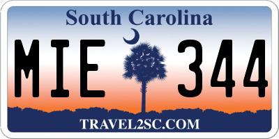 SC license plate MIE344