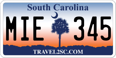 SC license plate MIE345
