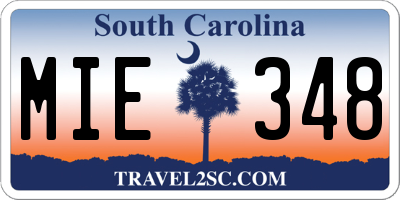SC license plate MIE348