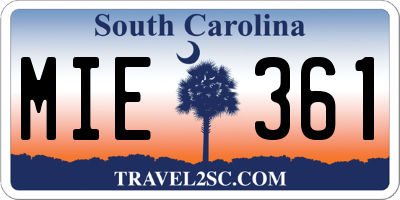 SC license plate MIE361