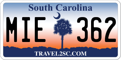SC license plate MIE362