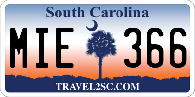 SC license plate MIE366
