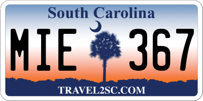 SC license plate MIE367