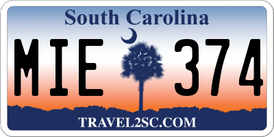 SC license plate MIE374