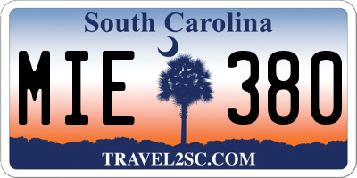 SC license plate MIE380