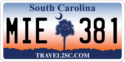 SC license plate MIE381