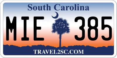SC license plate MIE385