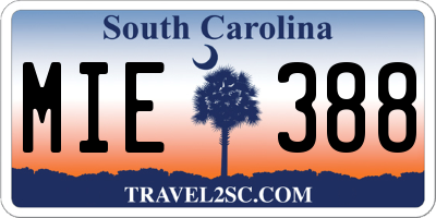 SC license plate MIE388