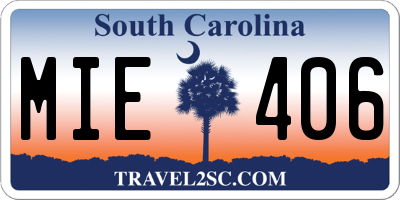 SC license plate MIE406