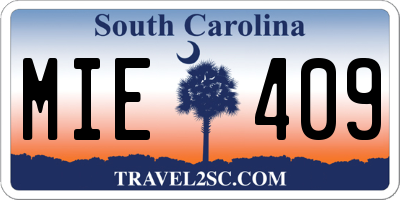SC license plate MIE409