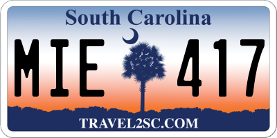 SC license plate MIE417