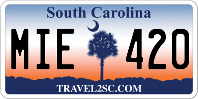 SC license plate MIE420