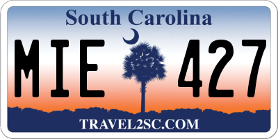 SC license plate MIE427
