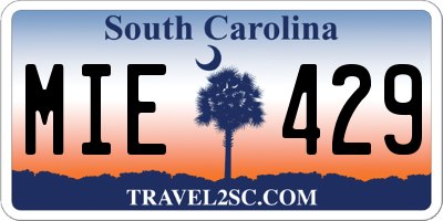 SC license plate MIE429
