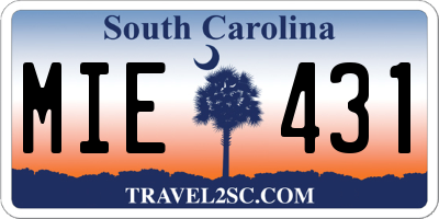 SC license plate MIE431