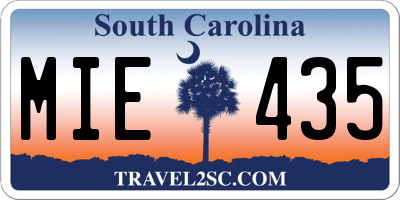 SC license plate MIE435