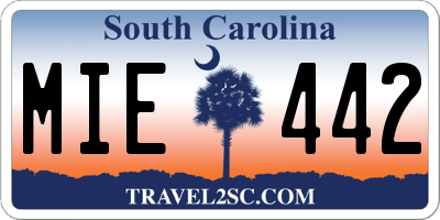 SC license plate MIE442