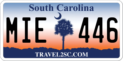 SC license plate MIE446