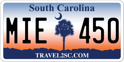 SC license plate MIE450