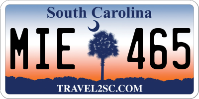 SC license plate MIE465