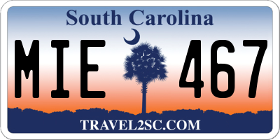 SC license plate MIE467