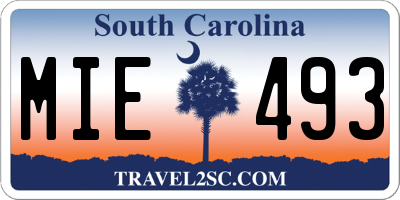 SC license plate MIE493