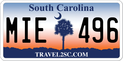 SC license plate MIE496