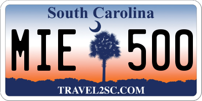 SC license plate MIE500