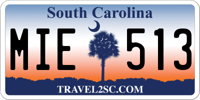 SC license plate MIE513