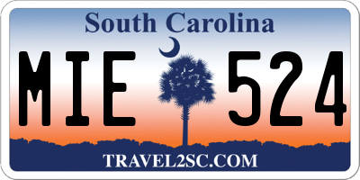 SC license plate MIE524