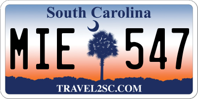 SC license plate MIE547