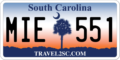 SC license plate MIE551