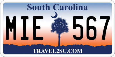 SC license plate MIE567