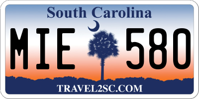 SC license plate MIE580