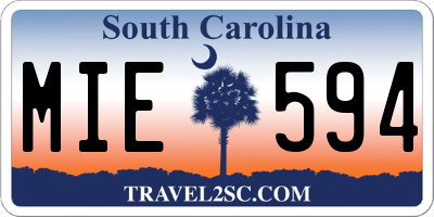 SC license plate MIE594