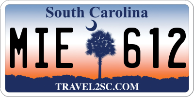 SC license plate MIE612