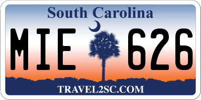 SC license plate MIE626