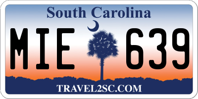 SC license plate MIE639