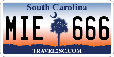 SC license plate MIE666