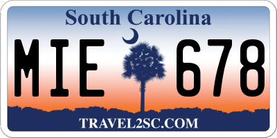 SC license plate MIE678