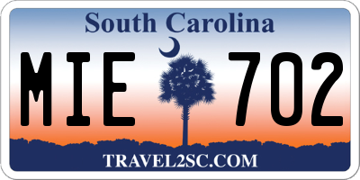 SC license plate MIE702