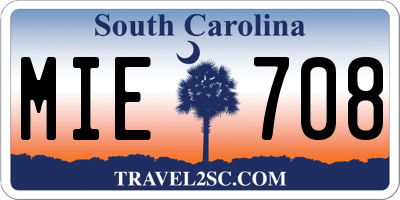 SC license plate MIE708