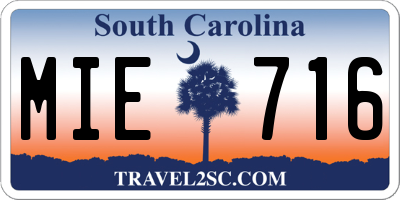SC license plate MIE716