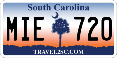 SC license plate MIE720